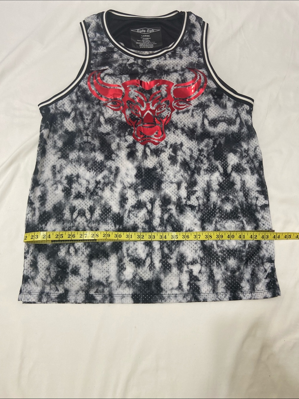 Eighty Eight Black & White Tie-Dye Mesh Graphic sleeveless T-Shirt Size- Large. - Picture 8 of 11